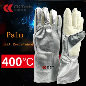

CK Tech.High Temperature Resistant 400 Degree Gloves Aluminum Foil Insulation Glove Flame Retardant Industrial Fire Prevention