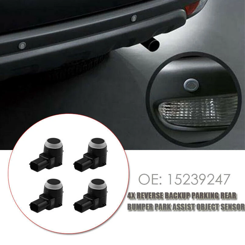 4pcs Reverse Backup Parking Sensor Radar Detector Rear Bumper Park Assist Object Sensor fits 15239247 25961317 25961321 25962147 Replacement for Cadillac Buick Chevy GMC