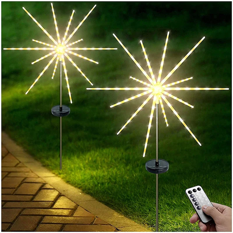 2/1Pcs Outdoor Solar Firework Lights LED Fairy Starry Starburst Lights Solar Powered Landscape Lights for Garden/Walkway/Patio solar garden lanterns