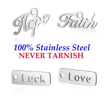 

10 Pieces Dream Faith Happy Love Hope Tag Charm Wholesale 100% Stainless Steel Real 316 Steel DIY Charms High Polished