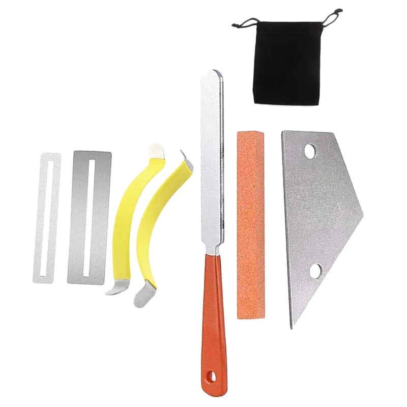 Guitar lutier Tool 1 Guitar Fret File, 1 Fret Rocker Tool, 2 металлических струн, 2 защита для грифа и Grindi