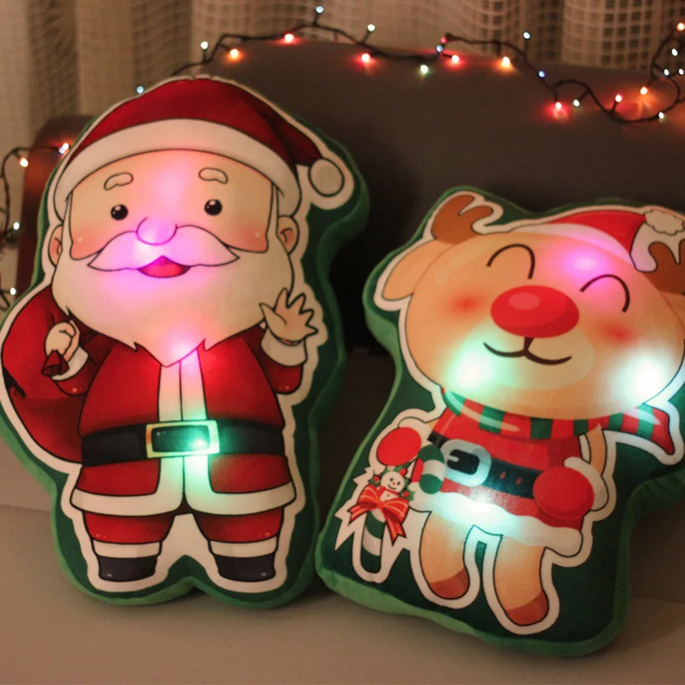 45cm 3D Light Up LED Sing A Christmas Song Colorful Glowing Luminous Plush Santa Claus Stuffed Doll Toys Lovely Gifts For Kid