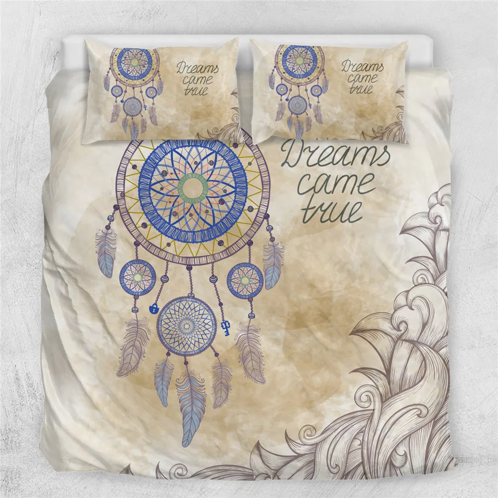 Duvet Cover Set Sun Pattern with Ombre Effect Mandala Culture Print Decorative 3 Piece Bedding Set with 2 Pillow Shams