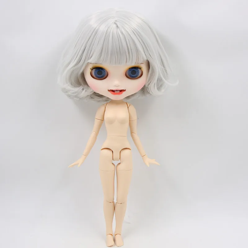 Кукла Blyth, Обнаженная, резные губы, открытый рот, матовая, на заказ, для лица, серые волосы, 1/6, для тела, ледяной bjd, сделай сам, игрушка, подарок для девочки