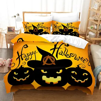 

Halloween Pumpkin Lantern Decor Bedclothes Adults Bed Duvet Cover Set Pillowcase AU/EU Single Bedding Set for Childrens Bed