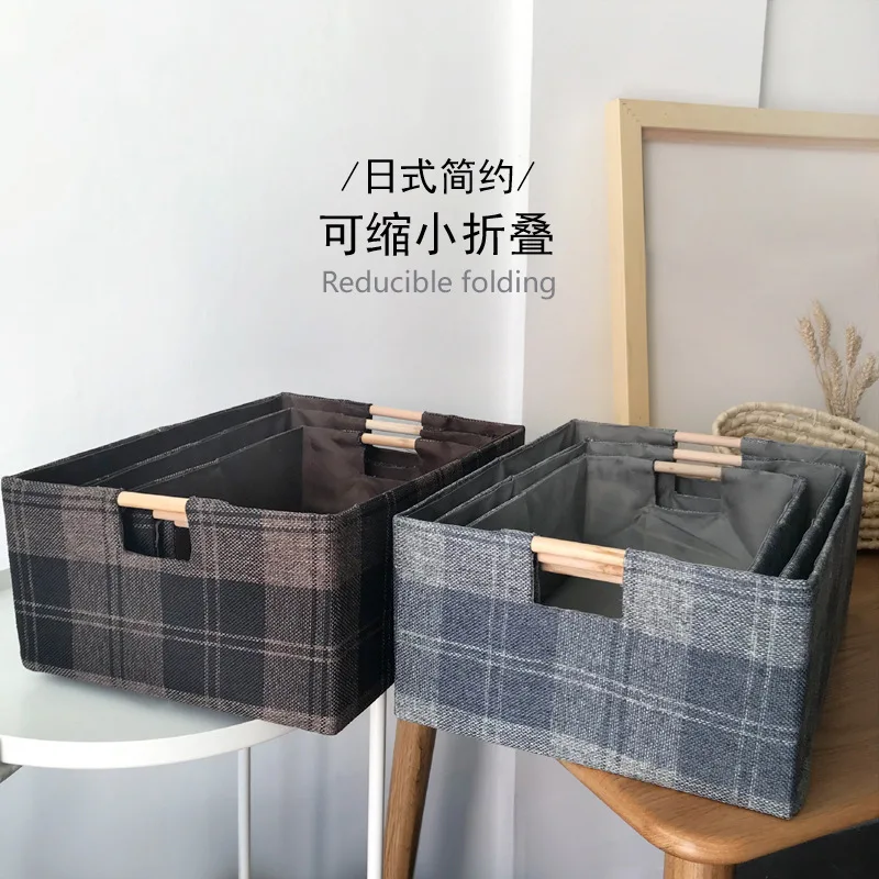

Desktop Finishing Box Foldable Stylish Storage Basket Japanese Style Sundries Storage Box Snacks Cosmetics Dormitory Storage Box