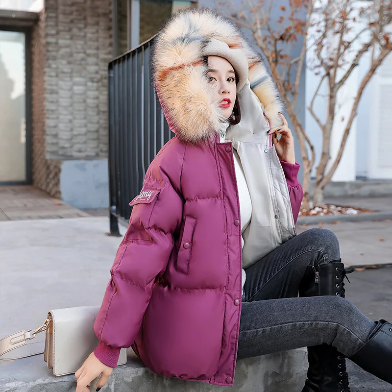 

2018 Winter Cotton-padded Clothes/Cotton Coat Solid Color Hooded Zipper Thick Long Sleeve Short Slim Fit Pocket