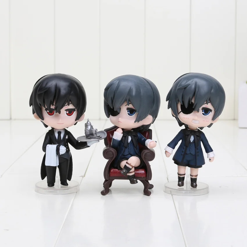 Аниме Черный дворецкий фигурка игрушка Ciel Phantomhive Kuroshitsuji minists Sebastian Black Butler Nendoroid фигурка игрушка - Цвет: 3pcs bag