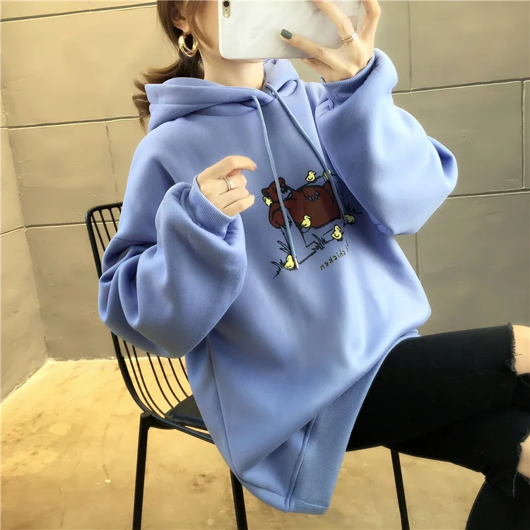Плюс Размер Уличная sudaderas mujer негабаритных женская одежда толстовка с капюшоном kawaii впитывает пот и бархат нижнее белье женские A5634