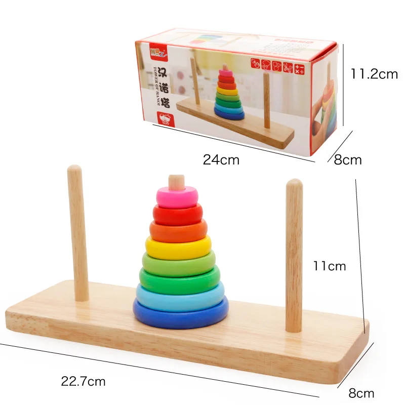 

Tower of Hanoi Young STUDENT'S 8-Layer Hanoi Tower Children Educational Force Wood Game Mission Toys Logical Thinking Training