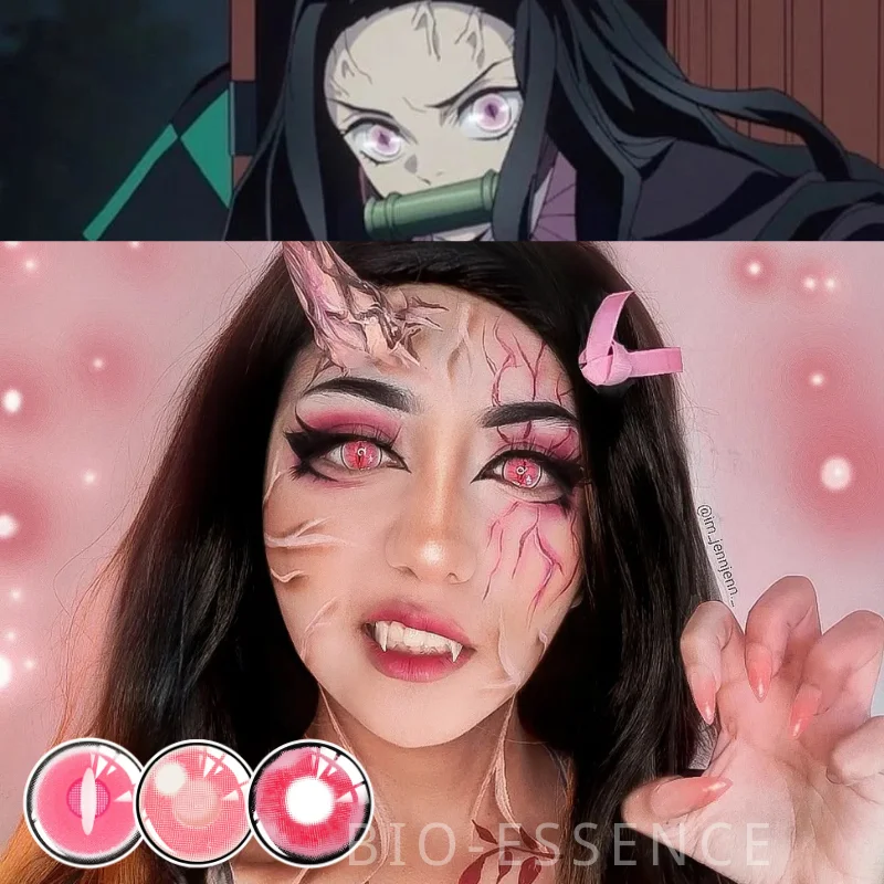 Demon Slayer Anime Cosplay Color Contact Lenses-nezuko Pink -autoeuro