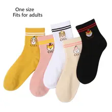 5 пар/уп. мягкие хлопковые короткие носки для взрослых милые спортивные носки с животными из мультфильмов