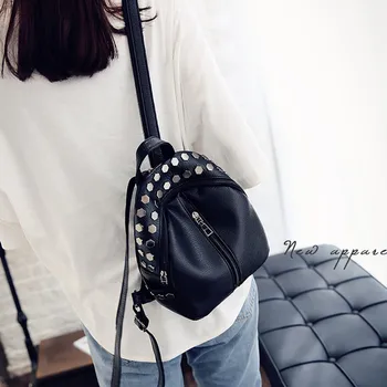 

Woman packet Fashion Causal Bags Bead Female Shoulder Bag Backpacks Women Rivet Backpack 8.6