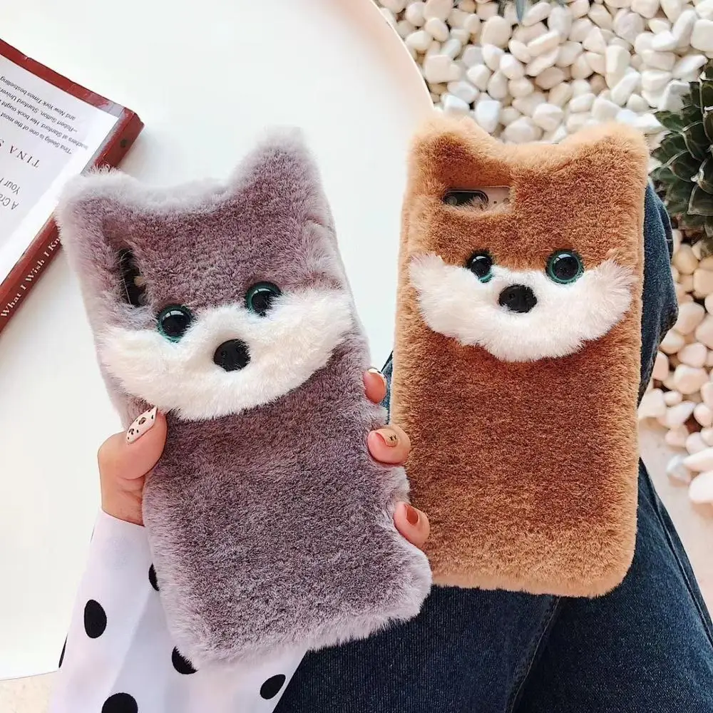 

Autumn Winter Warm Fluffy Plush Koala Bear Case For iPhone X XS Max XR 6s 7 8 Plus shockproof soft Back