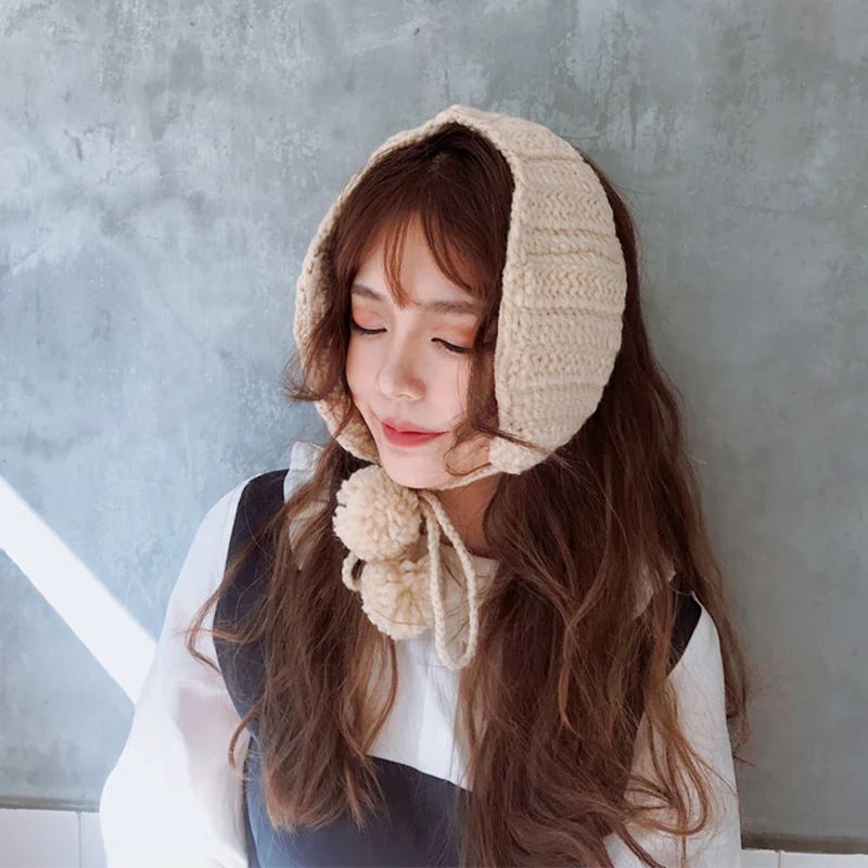 Ulzzang kawaii Harajuku милый зимний нагрудный Свободный пуловер с вышивкой и круглым вырезом Повседневная Женская толстовка большого размера - Цвет: Hat