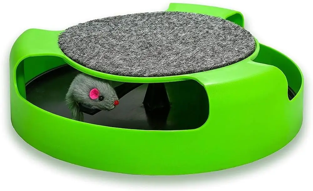 Cat Toys Interactive Plush Scratching Claw Mat With Rotating Running Mouse and A Two in One Scratching Pad Catch The Mouse