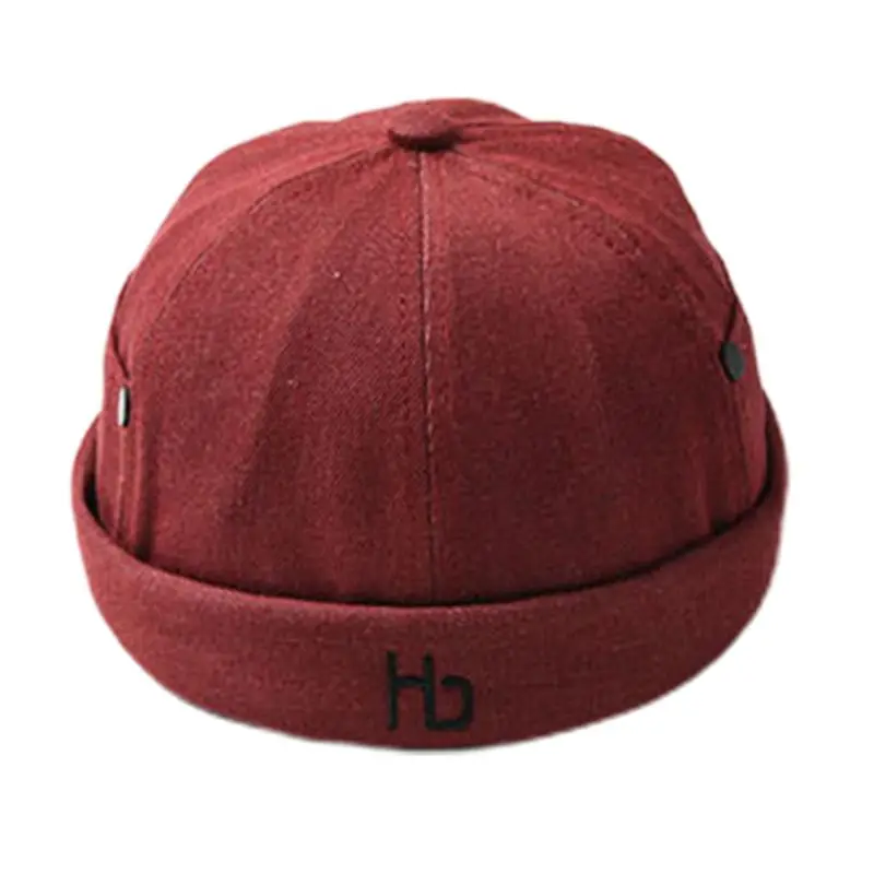 Unisex Brimless Adjustable Docker Hat Beanie Letters Embroidery Washed Skull Cap - Цвет: WR