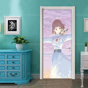 

DIY Renovation Mural 3D Door Sticker Self Adhesive Anime Girl Wallpaper For Living Room Waterproof PVC Poster Print Art Picture