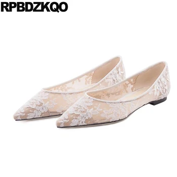 

pointed toe ladies high quality white designer shoes women luxury 2019 custom flats breathable china lace slip on chinese latest