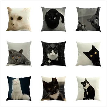 

Cat Square Pillowcase Home Decoration Car Sofa Bedroom Cotton Linen Pillow Case club party Waist Throw Cushion Cover 45x45cm F1