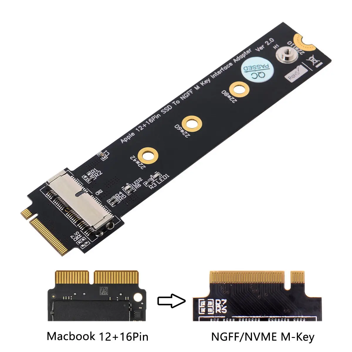 NVME M.2 NGFF M-Key для 12+ 16Pin SSD для 2013 Macbook SSD