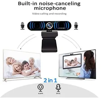 

Webcam 1080p with Microphone, Auto Focus Computer Camera for Streaming, Desktop Camera for Skype Facebook 90 Degree Extende