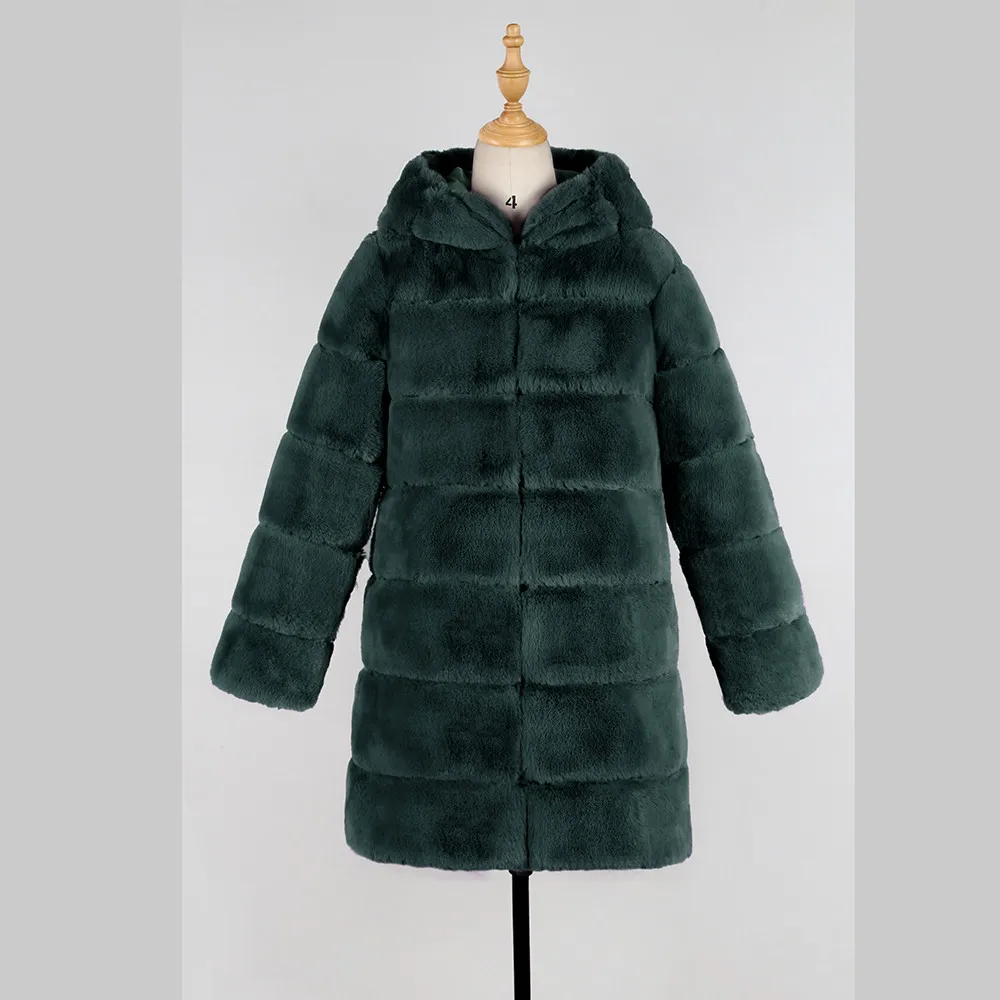 Winter warm Plush Faux Fur Coat Women fashion Hooded Autumn Winter Warm Overcoat High Quality Women Thick Faux fur Coat