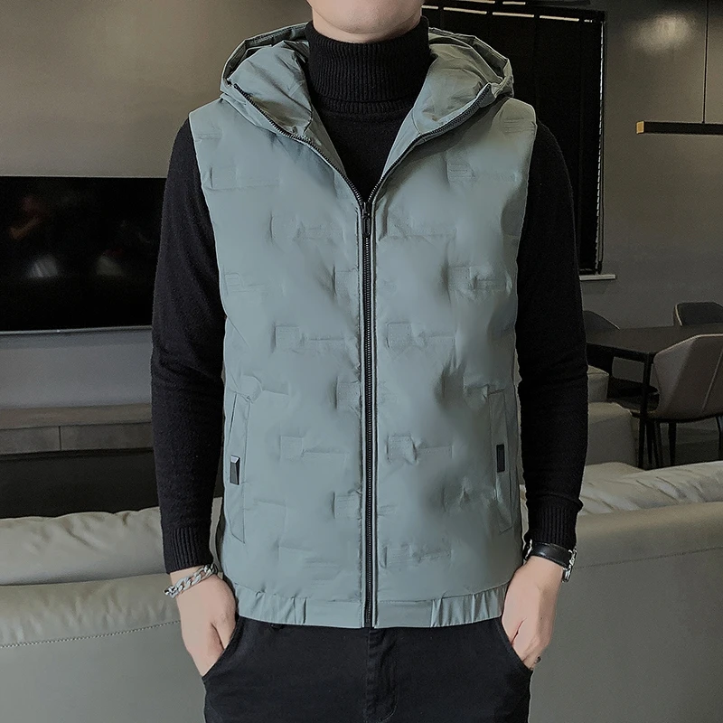 Gentleman Autumn Winter 2021 New Duck Down Trend Waistcoat Sleeveless Vest Jacket Thickened Men'S Coat Korean Version 1
