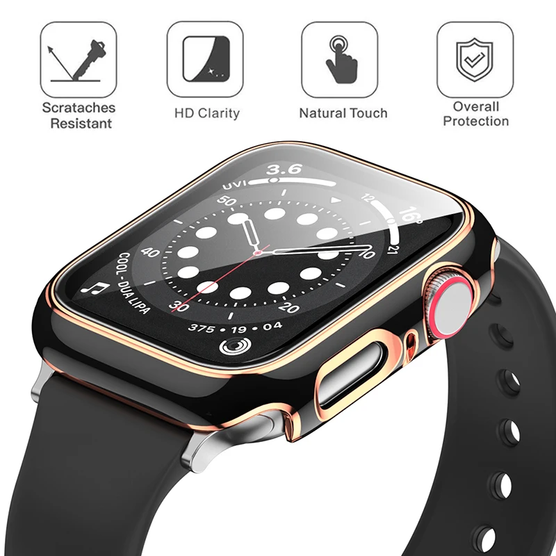 360 Full Screen Protector Bumper Frame Matte Hard Case For Apple Watch 38/40/42/44mm Cover Tempered Glass Film IWatch 6/SE/5/4/3