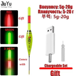 Fishing Floats Set Electric LED Luminous Floaters Fish Baits Rock Buoy Bobbers Free 3 Lamp Holders + CR425 Charger Peche En Mer