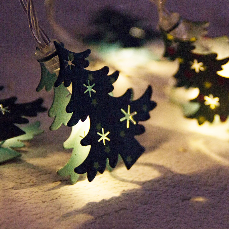 

Metal Hollow Christmas Tree LED Garland String Lights Christmas Decor For Home 2020 Christmas Ornaments Navidad Natal New Year