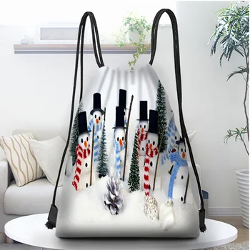 

Christmas 8 snowman style storage bag corset polyester drawstring bag portable small cloth bag travel