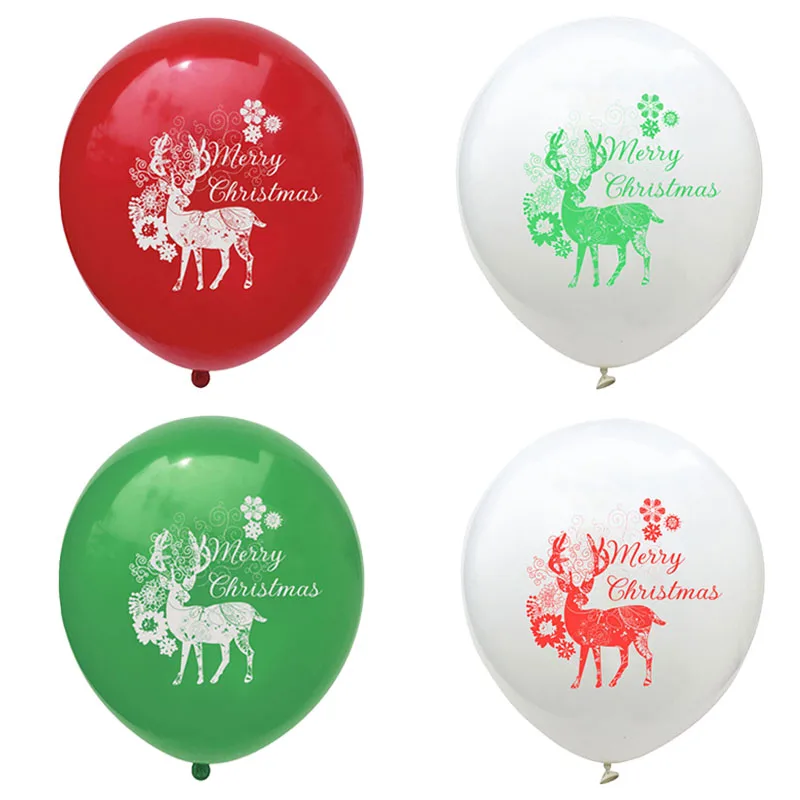 

12pcs Christmas decor balloon red green elk merry christmas latex balloon new year party decoration inflatable helium ball gift