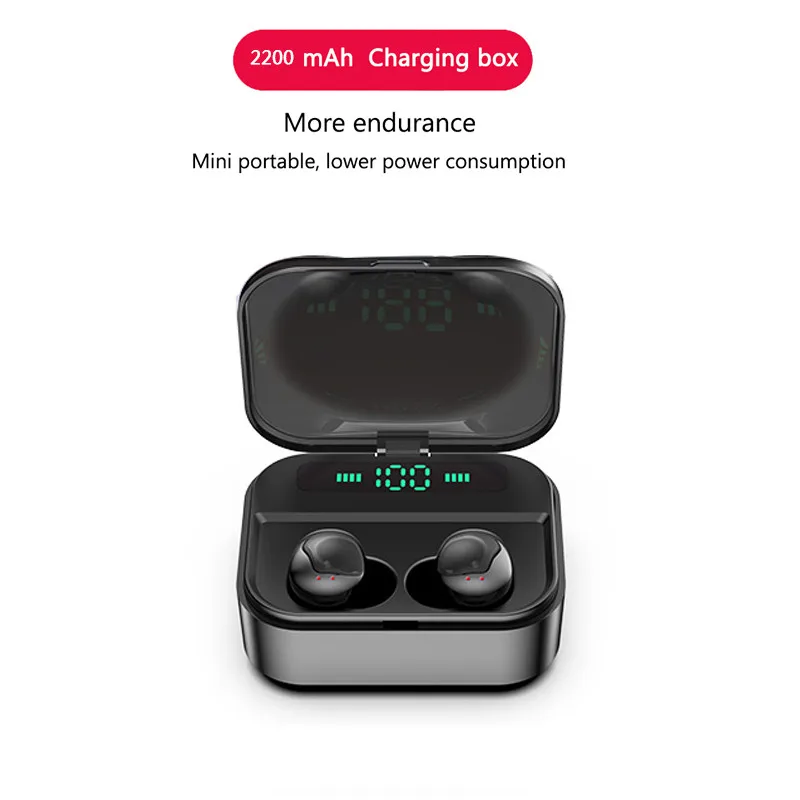 

Super Bass Bluetooth Earphones with Microphone LED Display Charger Smart Sensor Wireless Earphone Tap Control Earbuds Headset