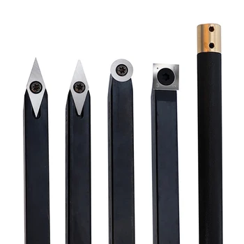 

5Pcs/Set Wood Turning Tool Chisel Changeable Tungsten Carbide Blades Tip Lathe Tool Insert Cutter Can Match Woodworking Tool