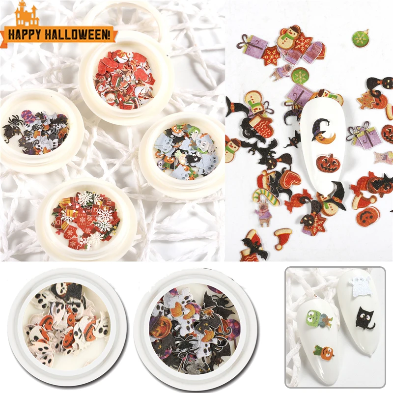 3D 50 шт./кор. исскуство ногати наклейки на Хэллоуин и Рождество древесной массы Chipd