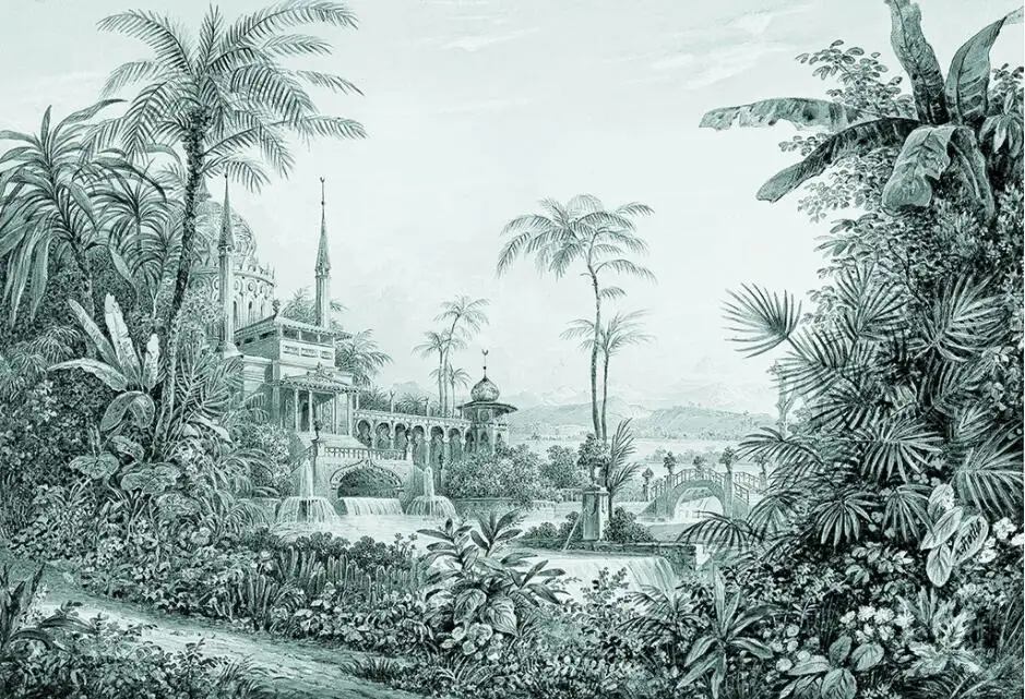 16989730 beibehang Custom 3d wallpaper mural hand-painted tropical rainforest landscape background wall home decoration papel de parede - Цвет: 16989730