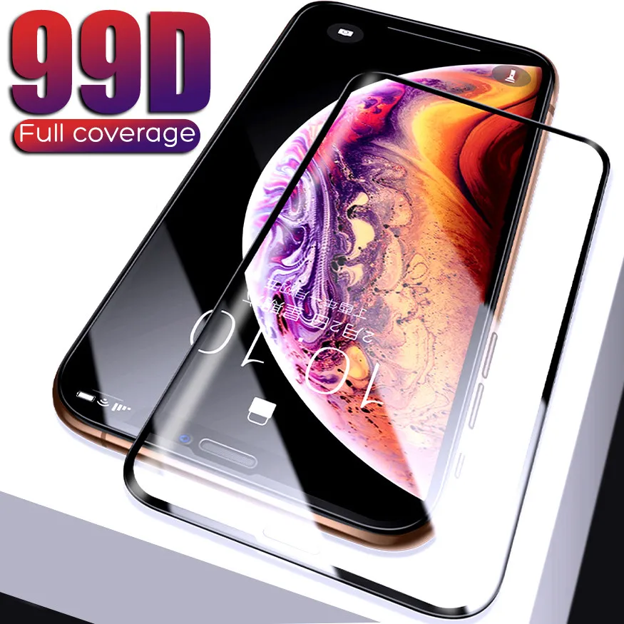 

99D Curved Protective Glass On The For iPhone 6 6s 7 8 Plus Tempered Glass For iPhone X XS MAX XR 5 5S SE Screen Protector Glass