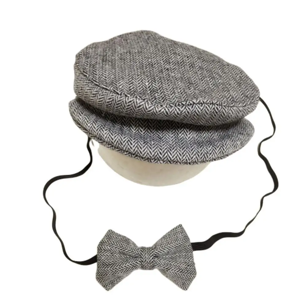 Шапка-бини для новорожденных, шапка с галстуком-бабочкой, реквизит для фотосессии, кепки для мальчиков - Цвет: F