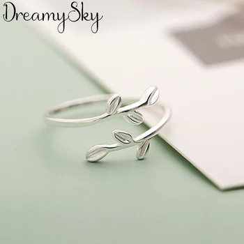 

DreamySky Bijoux Boho Style Silver Color Leaf Rings For Women Gifts Large Adjustable Finger Rings