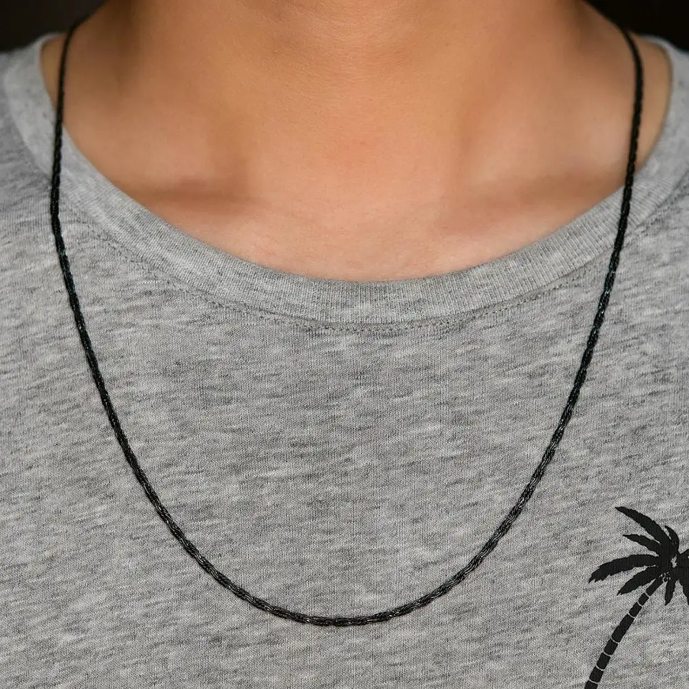 2 мм винтажная мода плоская цепь золото/сталь/черный/розовое золото ожерелье из