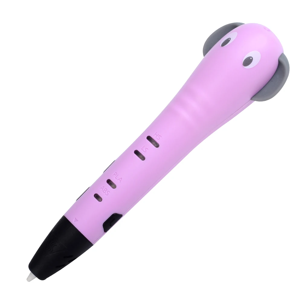 Multifunctional Intelligent 3D Drawing Printing Printer Pen with PLA Filament Refills Cartoon Image Gifts for Kids Children DIY - Цвет: Розовый