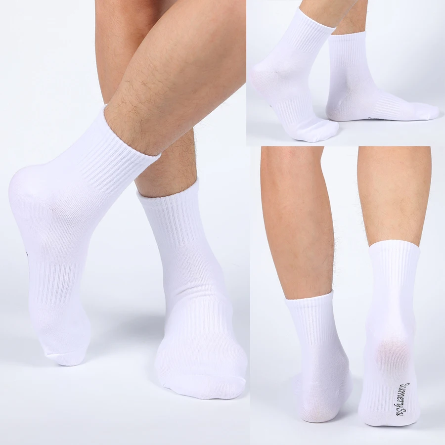 Sports Socks Men Solid Color Cotton Long Running Outdoor Athletic Camping Hiking Sock Comfortable Travel Casual 3 Colors