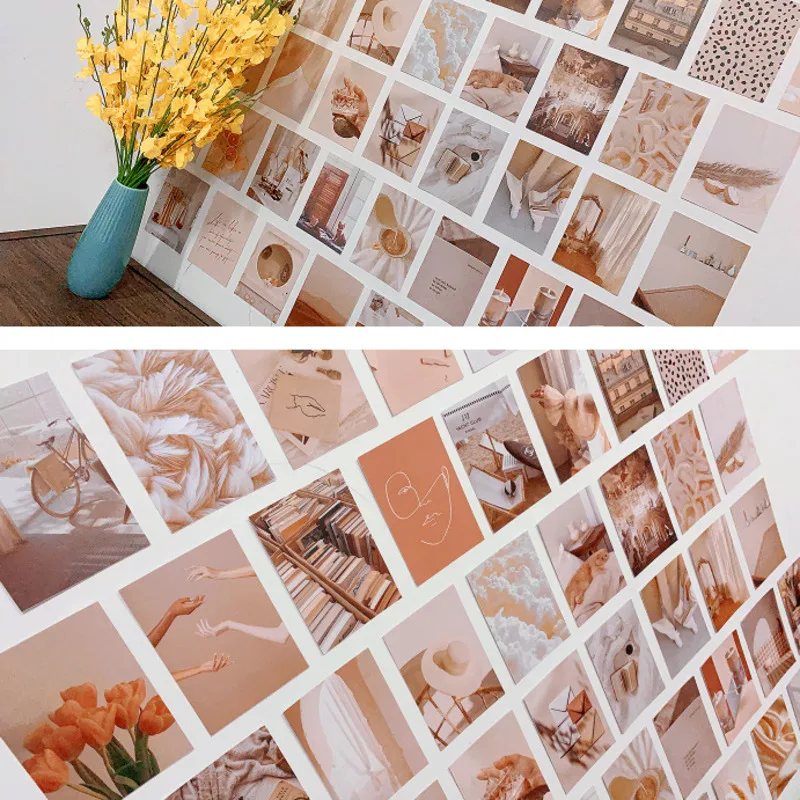 50 Sheets ​Ins Nordic Color Aesthetics Decorative Card Photo Props Diy Background Poster Wall Sticker Double Sided Postcard