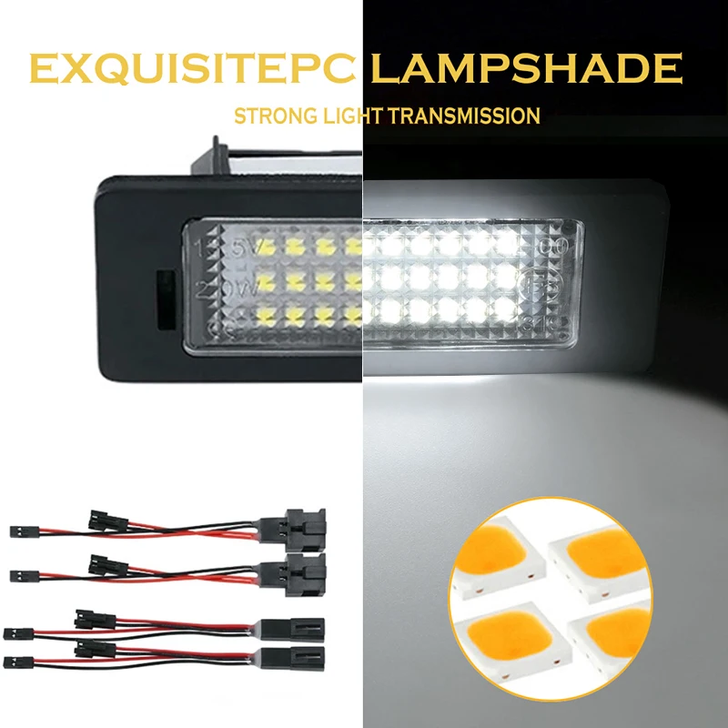 2Pcs No Error White LED Number License Plate Lights Lamp Car Accessories For Aud