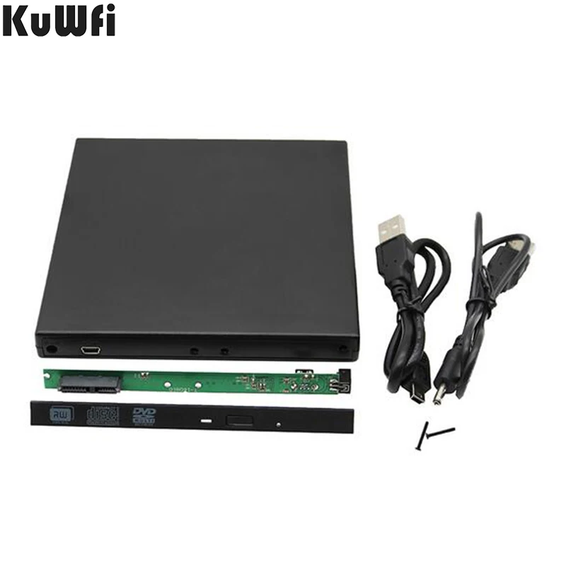 KuWFi 12 7 мм USB 2 0 SATA Внешний привод DVD CD Rom чехол коробка для ноутбука внешний