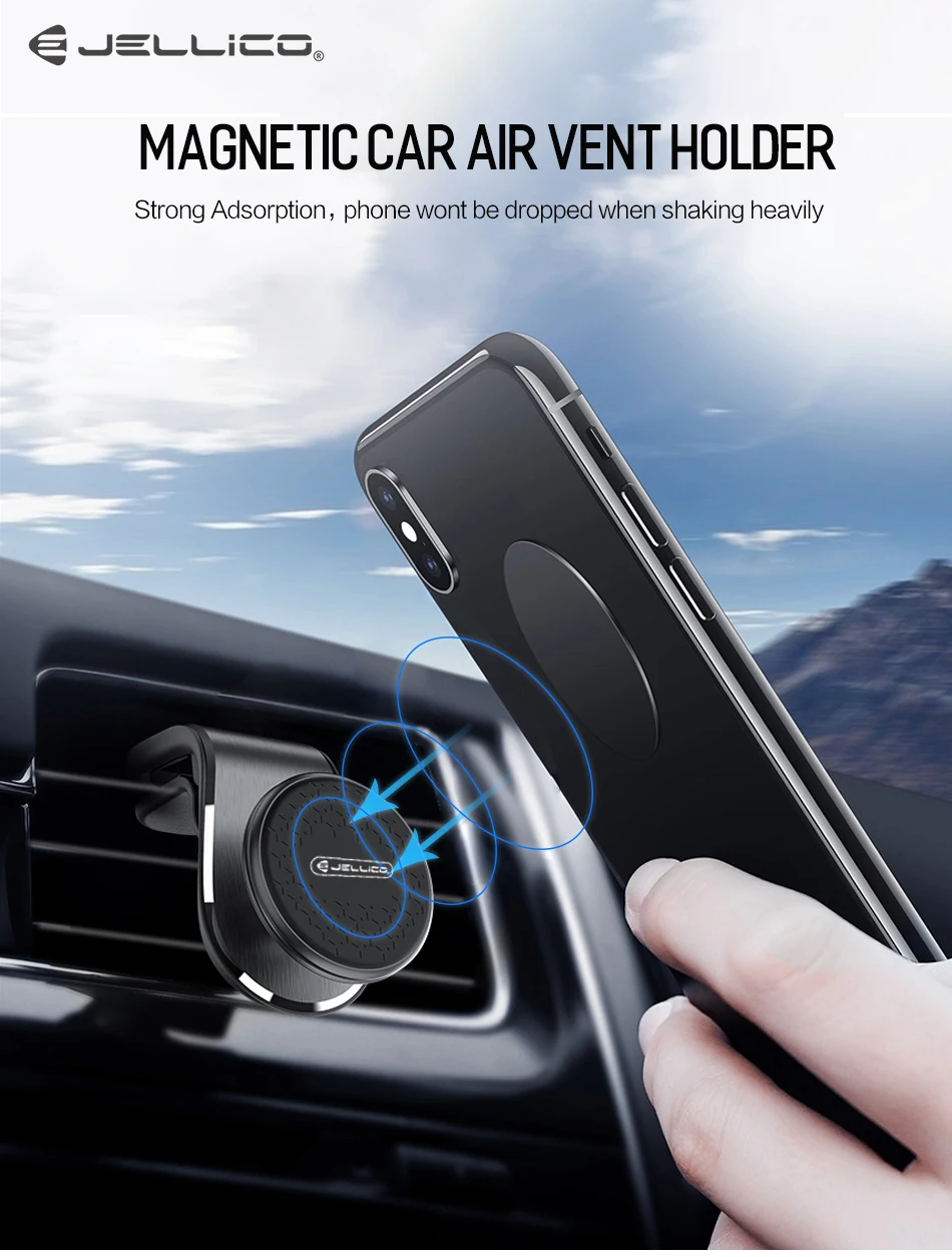 Jellico универсальная Магнитная автомобильная подставка для телефона в машину для iPhone samsung Магнитная вентиляционная подставка для мобильного телефона Поддержка gps