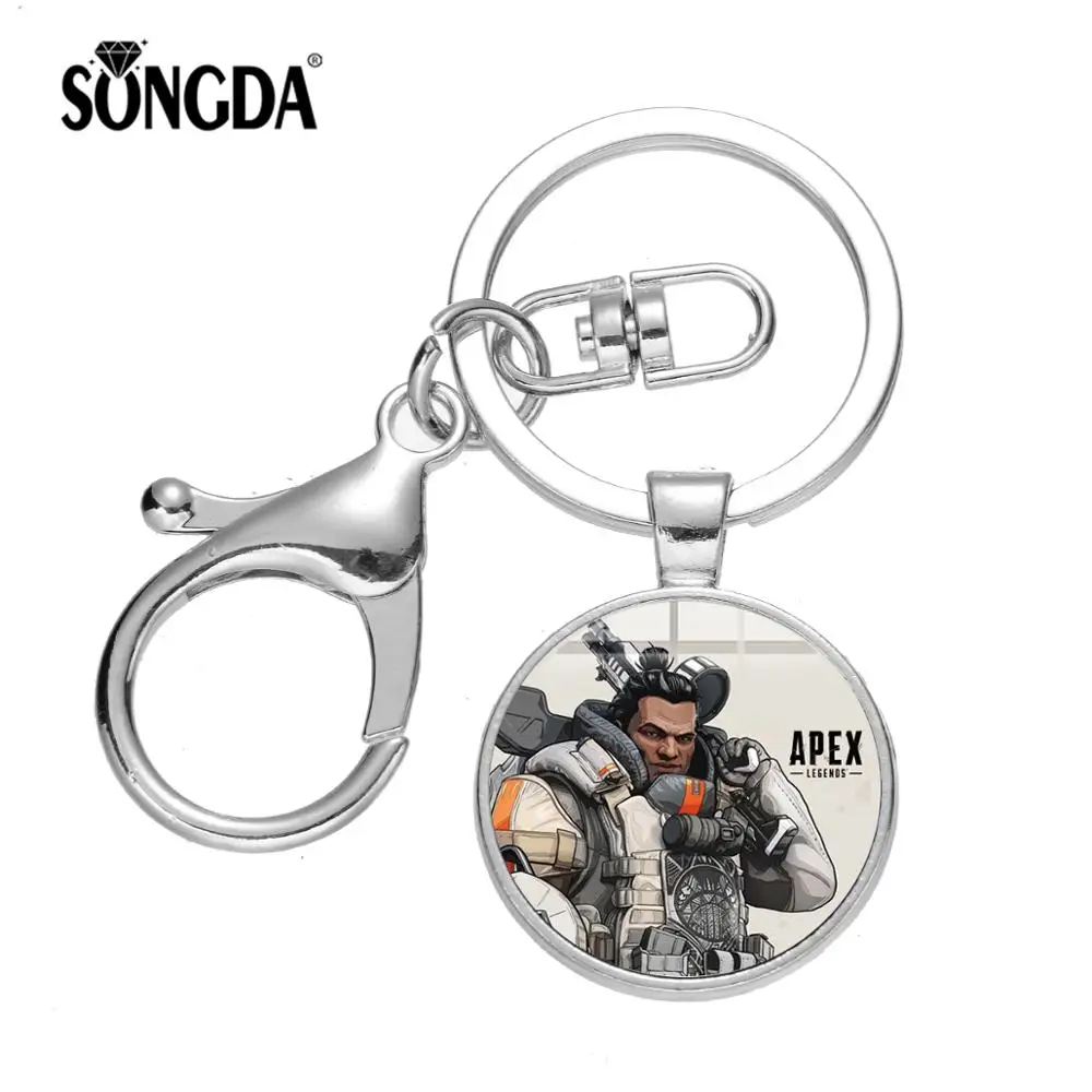

SONGDA 2019 Hot Game Apex Legends Keychain Fashion Game Hero Logo Handmade Glass Dome Car Key Ring Holder for Boy Friend Gifts