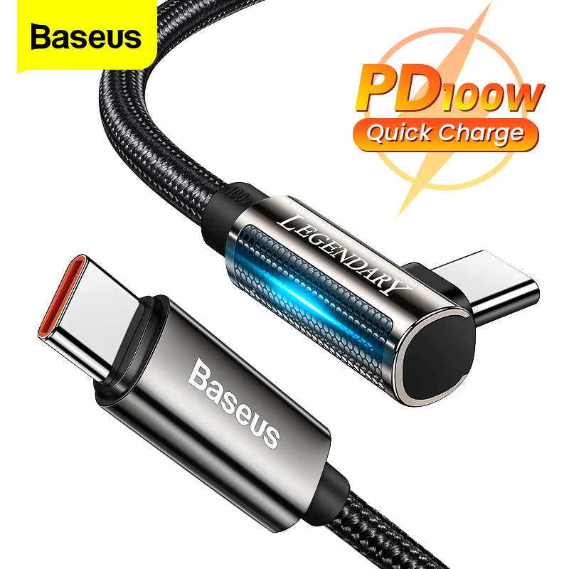 Кабель Baseus USB Type-C/USBC 100 Вт 90 градусов для быстрой зарядки iPad Samsung Xiaomi | Мобильные