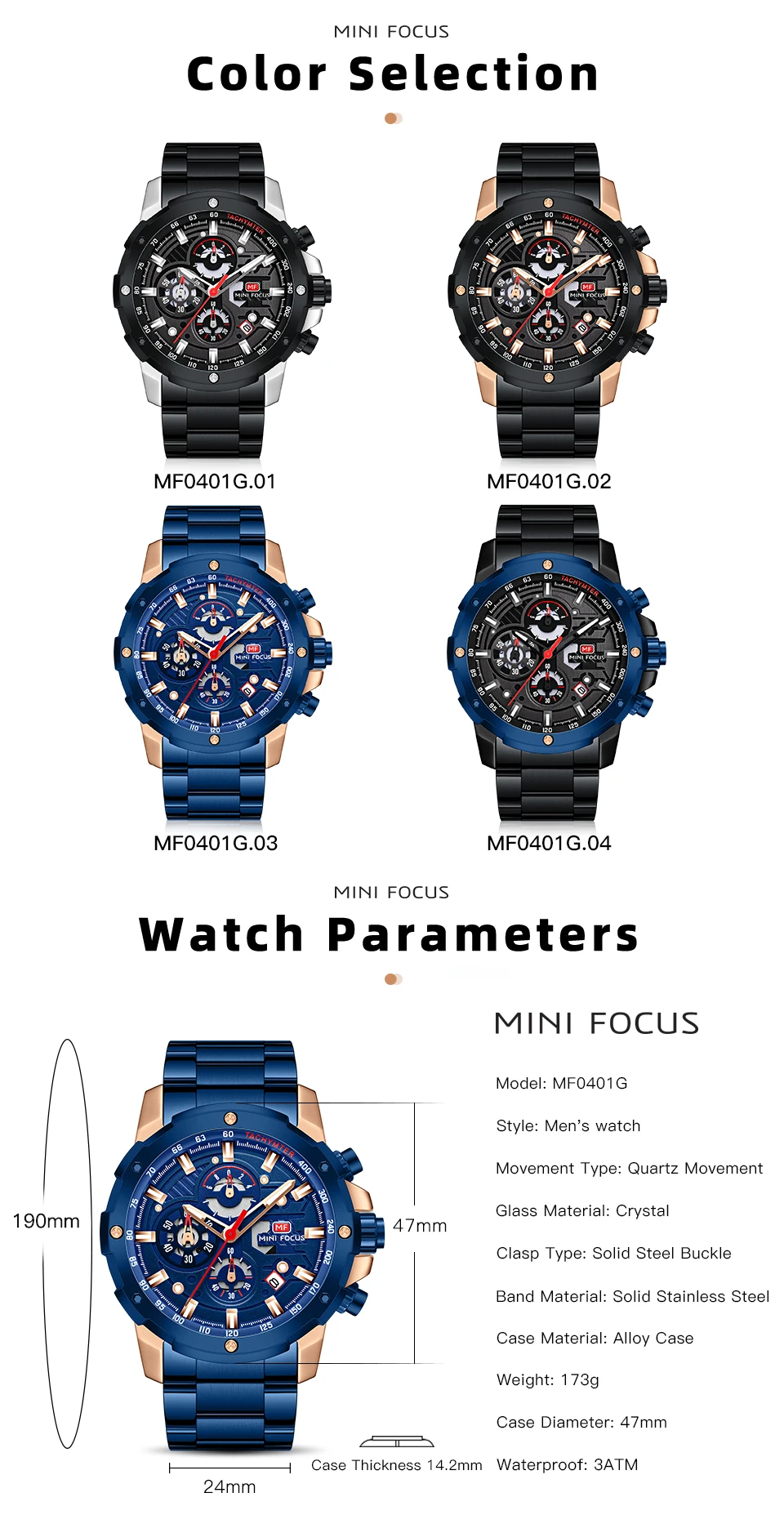 MINI FOCUS Quarzuhr für Herren, wasserdicht_voghion.com